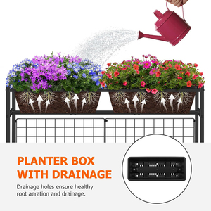 Jardinière sur pied d'extérieur à 2 niveaux, lit de culture surélevé en métal noir pour légumes, fleurs, herbes - Product Image 2