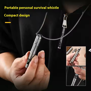 PioneerEDC Sifflet en titane + stylo Sifflet en alliage de titane Tête en silicone pour téléphones mobiles Tablettes Coach Camping Randonnée Stylo EDC - Product Image 5