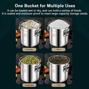 Contenedor Hermético de Acero Inoxidable SS304 de 6L, 12L, 21L, 33L, 48L, <span class=keywords><strong>70L</strong></span>, 98L para Almacenamiento de Alimentos, Aceite, Café, Trigo, Vino y Harina - Product Image 4