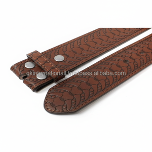 Sangle de ceinture en cuir de l'Ouest sculptée à la main pour hommes et femmes avec bouton pression réglable tailles personnalisées disponibles - Product Image 1