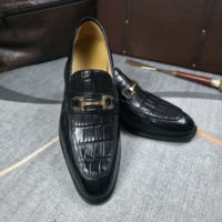 Nouveaux Mocassins Penny Homme 2026 en Cuir Gaufré Crocodile, Chaussures Classiques à Enfiler Finition Faite Main