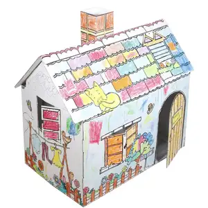 Kids education painting toy colorful 3d drawing christmas toy cardboard diy doodle drawing house