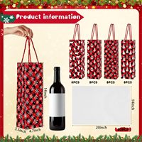 Sac en papier pour bouteille de vin de Noël de qualité supérieure, imprimé avec un motif personnalisé, emballage cadeau biodégradable pour votre propre marque