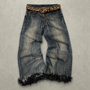 Jeans OEM para Hombre, Pantalones Vaqueros Personalizados Estilo Y2K, Lavado Ecológico, Jeans Vintage, Estilo Hip Hop, Casuales, Holgados con Peluche - Product Image 1