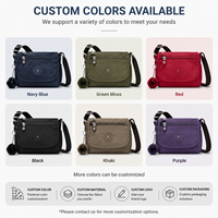 Tas Selempang Wanita Bahan Nylon Ringan Tahan Air dengan Banyak Kantong, Tas Bahu Kasual untuk Perjalanan, OEM Logo Kustom