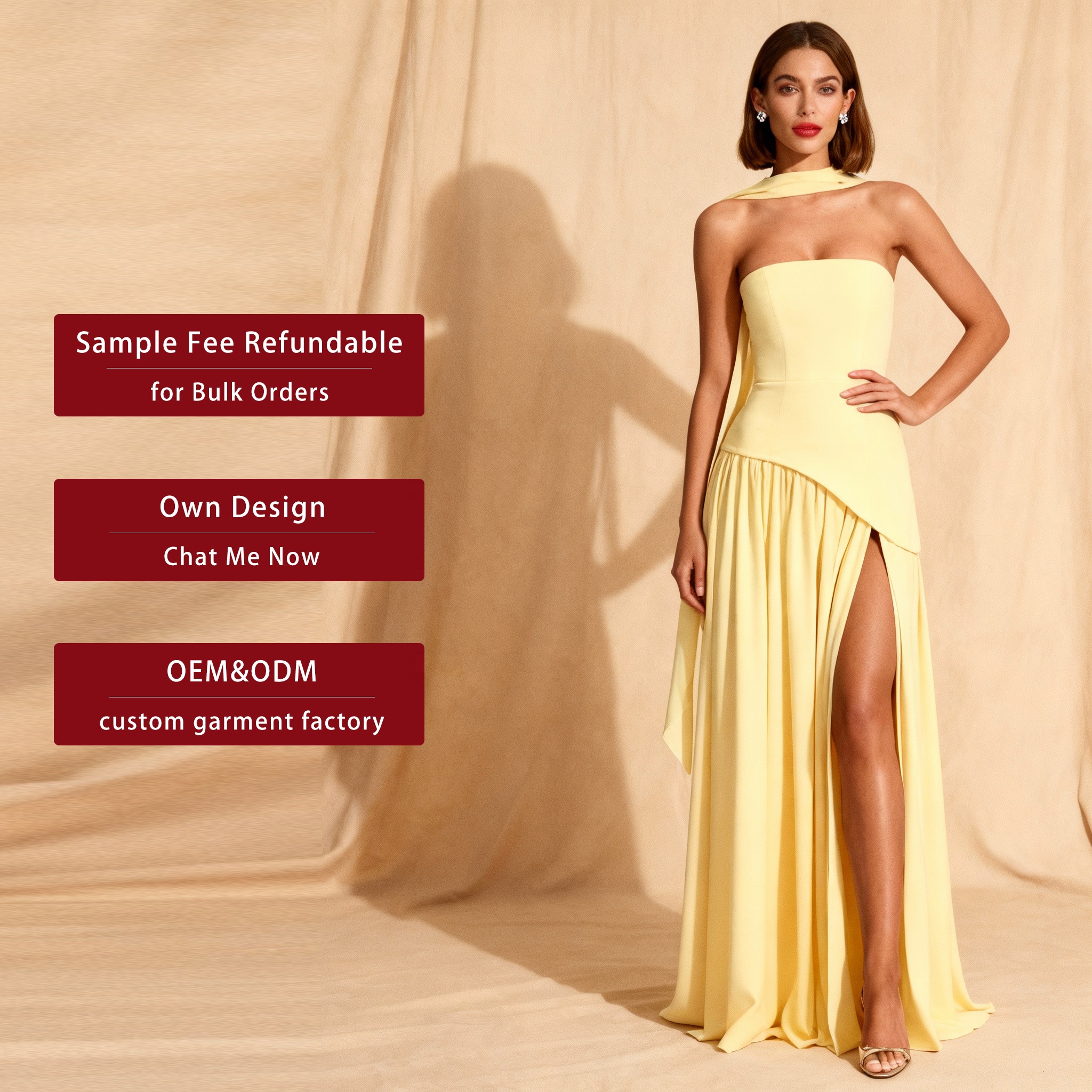 chiffon cape sleeve maxi bridesmaid dress Braelyn V Neck Ruched Beaded Maxi Chiffon Mother Of The Bride Dresses with Cape Sleeves, Daffodil