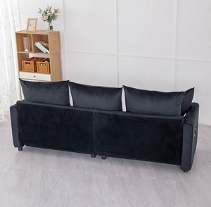 Velvet Modern <b>Convertible</b> 2-Seater Sofa Set Black Two-Tone Sofa <b>Bed</b> with Contemporary Design for Hotel Apartment Villa Use - Product Image 6