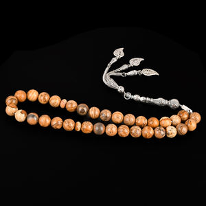 YS320 새로운 디자인 10mm 카키색 그림 재스퍼 돌 Tasbih Tasbeeh 기도 구슬 33 묵주 미스바하 무슬림 - Product Image 3