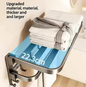 <span class=keywords><strong>Porte</strong></span>-serviettes double couche - Support pliable intégré pour lavabo et toilettes, sans perçage - Product Image 5