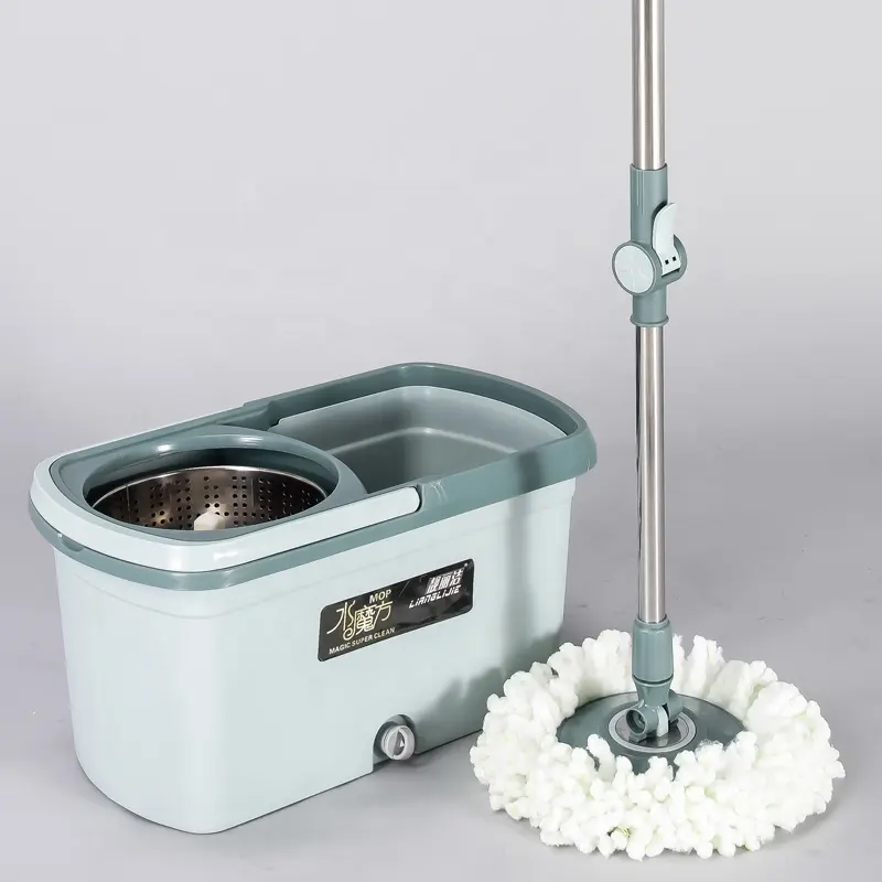 Yolo Mop e Balde com Self Wringer Set com 2 almofadas Molhado e Seco Separate Microfiber Cleaning Mop para Home Floor Cleaning
