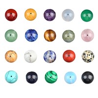 Perles rondes en agate naturelle à demi-trou de 12 mm, accessoires pour la création de boucles d'oreilles DIY