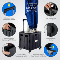 Chariot utilitaire pliant portable avec couvercle caisse roulante en plastique chariot à provisions boîte à outils pliable