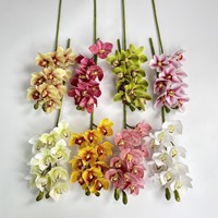 Hochwertige 10-Köpfige Handgefertigte Latex Künstliche Realistische Weiße Rosa Cymbidium-Orchideen für Hochzeits- und Heimdekoration