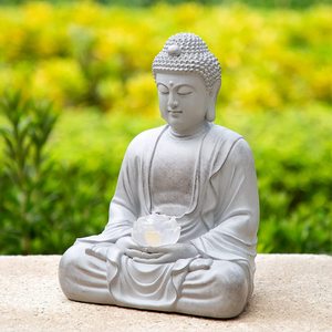 Tượng Phật thiền bằng nhựa polyresin, tượng ngoài trời cỡ lớn có đèn năng lượng mặt trời - Product Image 5