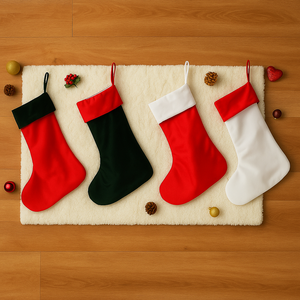 Bán Buôn Lớn Xmas Hộ Gia Đình Trang Trí Thăng Hoa Trống Màu Đỏ Dây Kéo Santa Vớ Nhung Giáng Sinh <span class=keywords><strong>Stocking</strong></span> Giá Rẻ - Product Image 5