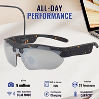 Lunettes intelligentes Jauksrola AI avec caméra vidéo 1080P, lunettes de sport pour le cyclisme et la randonnée (noir), sans recharge