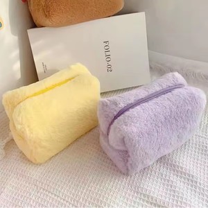 1 Pc Soft Fur Makeup Bag for Women Soft Travel Cosmetic Bag Organizer Case Young Lady Girl MakeUp Case Necessaries Solid Handbag - Product Image 2