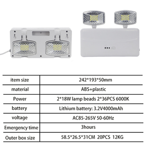 Lampe de secours LED pliable à 2 têtes TUOMING avec batterie Li-Ion 4000mAh, autonomie de 3 heures, rechargeable pour une utilisation en intérieur - Product Image 2