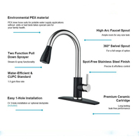 Robinet de cuisine multifonctionnel moderne et professionnel avec bras pivotant et extension de robinet, robinet mélangeur de luxe