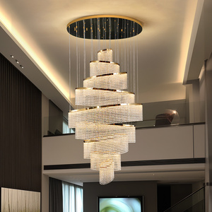 Candelabro de anillo LED de cristal de lujo moderno, luz colgante de decoración interior para vestíbulos de hotel, escaleras, villas y espacios privados - Product Image 4
