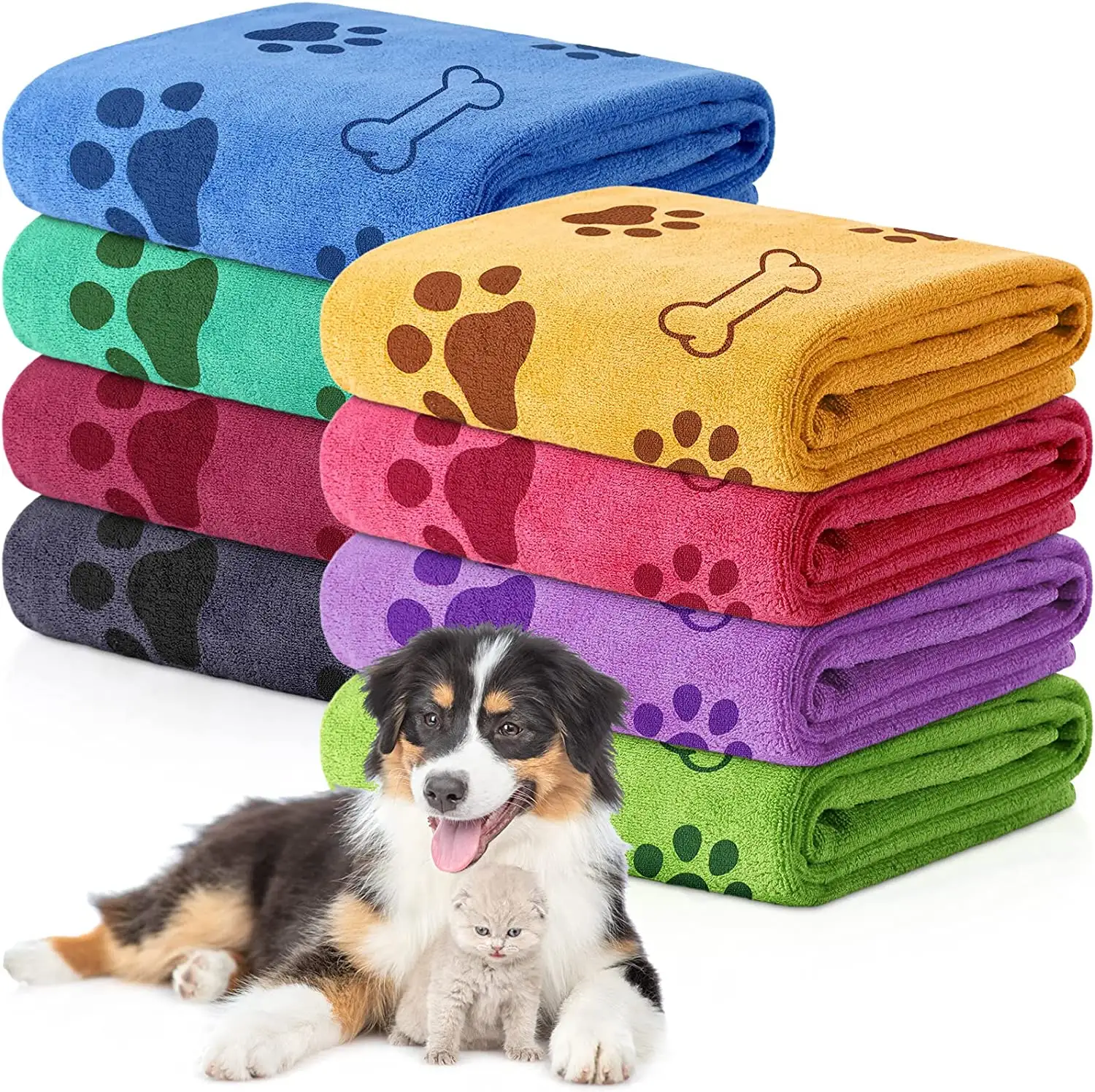 8 Stuks Bulk Honden Handdoeken Voor Het Drogen Van Huisdier Handdoeken Puppy Microfiber Sneldrogende Hond Paw Badhanddoek Huisdier Badbenodigdheden Absorberend