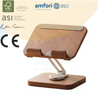 Support de tablette et de téléphone pliable en bois de noyer, pivotant à 360°, avec hauteur réglable, support de bureau ergonomique pour la maison