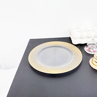 Assiettes rondes transparentes en plastique pour restaurant, mariage, décoration, vente en gros, 13 pouces