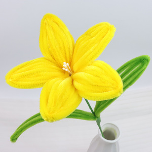<span class=keywords><strong>Fleurs</strong></span> de lys artificielles en chenille faites à la main en gros pour mariages, fêtes et bouquets cadeaux - Product Image 4