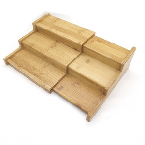 Portaspezie a 3 Ripiani, Organizzatore a Gradini, Larghezza Espandibile, in Bambù per Cucina, Scaffale Pieghevole per <span class=keywords><strong>Casa</strong></span> 22cm - 38cm - Product Image 5