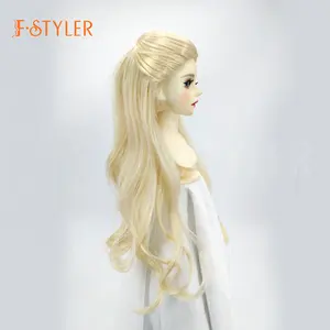 FSTYLER wig boneka Mohair sintetis rambut boneka kepang grosir pabrik kustomisasi aksesoris boneka wig untuk BJD 1/4 1/3 1/6