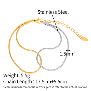 สร้อยข้อมือสแต<span class=keywords><strong>น</strong></span>เลสสตีล 316L แบบสองชั้น ลายโซ่ผสม ลายหัวใจและลายงู สำหรับผู้หญิง ยี่ห้อ Chris April - Product Image 4
