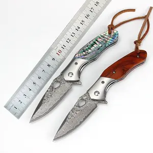 New Damascus steel folding knife colorful shell handle exquisite collection of gifts outdoor knives