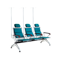 Chaise d'attente confortable en métal pour patients hospitalisés, 3 places, avec support pour perfusion intraveineuse, utilisation commerciale en extérieur
