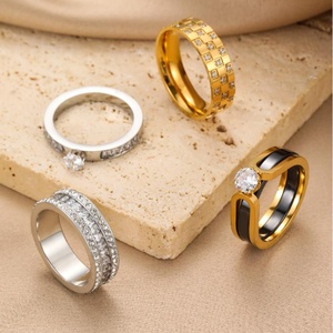 Best-selling Trendy Luxury 18K Gold Plated Gemstone <b>Rings</b> for Women Stainless Steel Anniversary Presents - Product Image 5