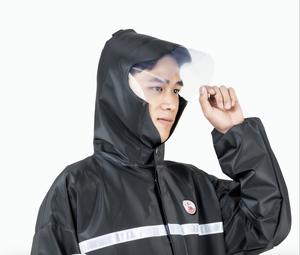 Veste <span class=keywords><strong>de</strong></span> <span class=keywords><strong>pluie</strong></span> tricotée en PVC classique noir respirant imperméable pour les travailleurs en plein air Construction pêche Agriculture Logo - Product Image 2