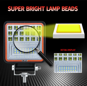 12V 24V faro de coche DRL 126W LED cuadrado Barra de luz de trabajo montaje Combo haces lámparas de conducción de inundación para Jeep camión todoterreno - Product Image 5