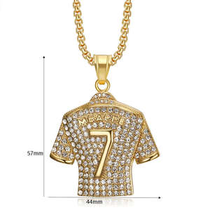Collier pendentif maillot de football Hip Hop Mbappé n°7, en acier inoxydable, étanche et inaltérable, pour homme - Product Image 6