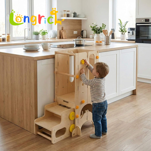 Tour <span class=keywords><strong>de</strong></span> <span class=keywords><strong>cuisine</strong></span> pliable 4-en-1 pour tout-petits avec 2 niveaux réglables et design coulissant, marchepied unisexe pour salle <span class=keywords><strong>de</strong></span> jeux et usage domestique - Product Image 2