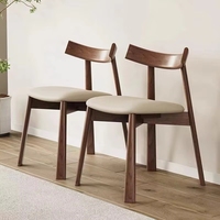 Chaise de salle à manger en bois massif et cuir de style nordique moderne VL, chaises rembourrées pour restaurant