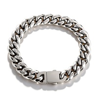 Bracelet chaîne cubaine Miami en acier inoxydable poli, style hip-hop tendance, avec fermoir lisse, best-seller en Europe et en Amérique
