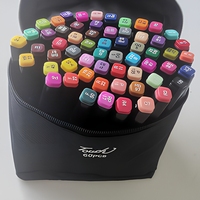 Ensemble de 60 marqueurs d'art à double pointe avec pochette zippée pour l'école et les loisirs créatifs