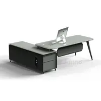 Modern l şeklinde yönetici ofis masası metal çerçeve bilgisayar masası kitaplık ile yöneticisi çalışma masası bilgisayar masası