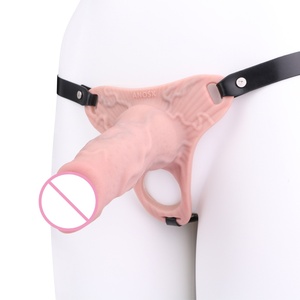 Wholesale Realistic Hollow <b>Dildo</b> Chastity Cage Silicone Abstinence Penis Ring Male Cock Lock Gay Penis Bondage Match Lock Belt - Product Image 4