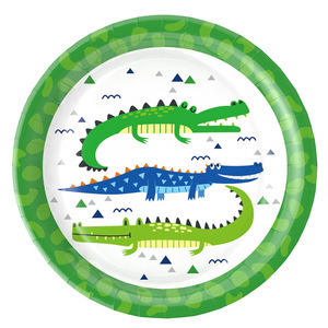 DAMAI 24 Pièces Assiettes Jetables Thème Crocodile pour Fête d'Anniversaire Enfants, Fournitures de Fête Alligator, Assiettes, Gobelets et Serviettes en Papier - Product Image 6