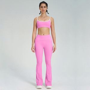 B4014 + K4542 Bán Buôn Đàn Hồi Cao Của Phụ Nữ Lulu Yoga Thiết Lập Thoải Mái Độ Ẩm Wicking Phòng Tập Thể Dục Tập Thể Dục loe Quần Thể Thao Áo Ngực Thiết Lập - Product Image 1