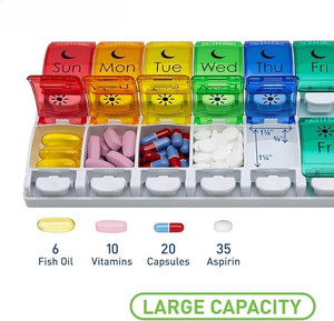 <span class=keywords><strong>Buona</strong></span> qualità 7 giorni più venduti scatola di pillole di plastica organizer porta pillole da viaggio in plastica 7 griglie scatola di immagazzinaggio per pillole da viaggio - Product Image 3