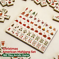 Tuiles de Mahjong américaines à motif de Noël, 160 pièces, en acrylique, jeu de Mahjong américain, impression personnalisée, Mah Jongg pour la vente en gros