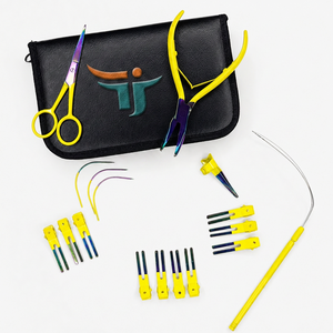 Pinzas para Extensiones de Cabello con Mango Amarillo, Punta Plana de Metal, Herramienta para Instalación y Remoción, Kit de Herramientas para Extensiones de Cabello, Logotipo Personalizado OEM - Product Image 2