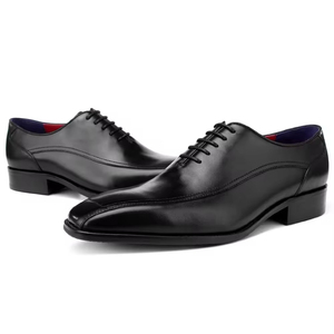 Chaussures de marié haut de gamme de style britannique, en cuir véritable, à lacets, bout fermé, fabriquées à la main, pour hommes - Product Image 4