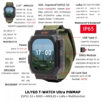 Kit de développement de montre connectée T-watch-ultra Esp32-s3, Wifi, émetteur-récepteur Lora Sx1262, écran Amoled de 2,06 pouces, programmable et portable
